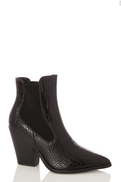 Black Crocodile Western Style Boot